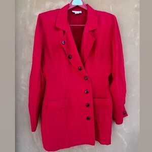 Vintage 80's Lew Graham Collection Red Fitted Blazer size 12